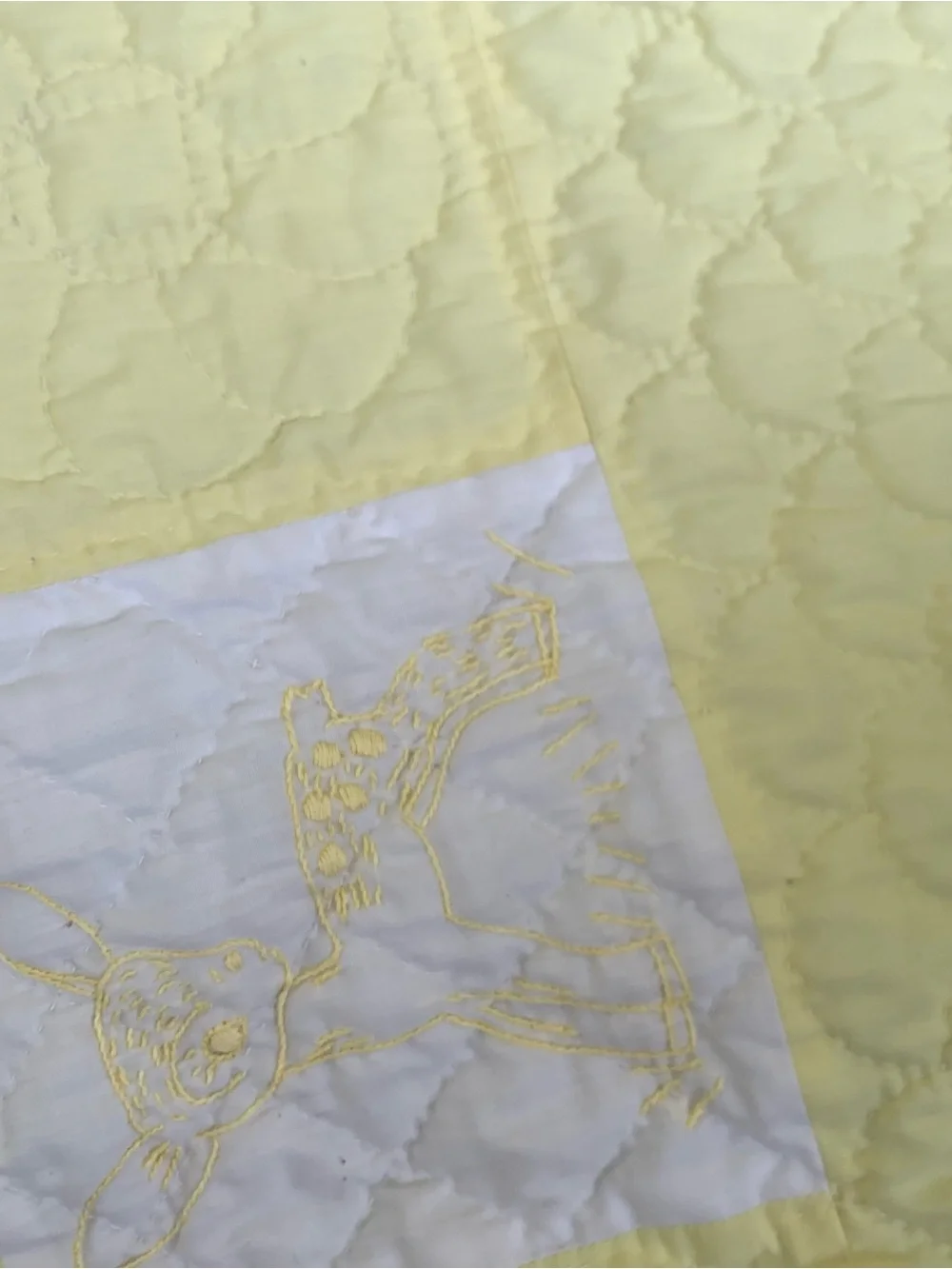 Pink and White Embroidered Baby Quilt - Cute Animal Patchwork handmade vintage